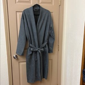 Serenity Soft plush Olive green/Gray Robe, unisex.